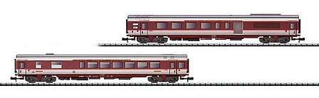Trix 15692 N Scale Grand-Comfort 1st Class Combine & Diner Set - Ready to Run - Minitrix -- French State Railways SNCF (Era IV, TEE Capitole; maroon, white, gray)