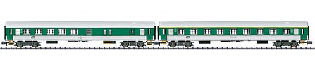 Trix 15695 N Scale Type Y 2-Car Set - Ready to Run - Minitrix -- Czech Railroad CD (Era V; white, green)