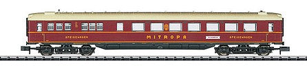 Trix 15707 N Scale Type WR4u Diner - Ready to Run - Minitrix -- German Federal Railway (Era V 1996, 100th Annivesary Mitropa Scheme; red)