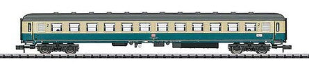 Trix 15743 N Scale Moselle Valley Type Bm 234 2nd Class Coach - Ready to Run - Minitrix -- German Federal Railway (Era V; ivory, blue)