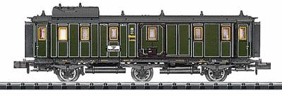 Trix 15773 N Scale Minitrix Type Pw 3-Axle Baggage Car w/Conductor's Cupola - Ready to Run -- Royal Bavarian State Railroad K.Bay.Sts.B. (Era I, green)