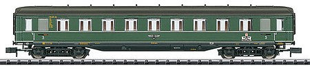 Trix 15803 N Scale Type C4u-38 3rd Class Coach - Ready to Run - Minitrix -- German State Railroad (Era II; green, black)
