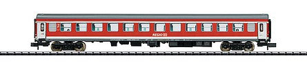 Trix 15858 N Scale Type Bimz 546.8 IRE 2nd Class Coach - Ready to Run - Minitrix -- German Federal Railway (Era VI; red, white, gray)