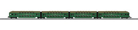 Trix 15882 N Scale Era IV Type DBV 2nd Class Bi-Level Commuter Car pkg(4) Ready-to-Run -- German State Railroad (green)