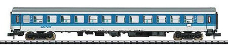 Trix 15898 N Scale Type Bimz 2339 2nd Class Coach - Ready to Run - Minitrix -- German State Railroad DR (Era V, blue, gray, white)