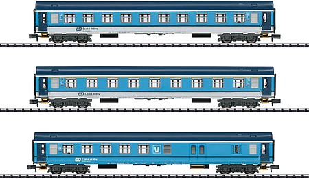 Trix 15935 N Scale Type UIC Y 3-Car Set - Ready to Run - Minitrix -- Czech Railroad CD (Era VI 2016-2017; blue, white)