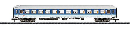 Trix 15949 N Scale Type Bimz 263 2nd Class Coach-Compartment - Ready to Run - Minitrix -- German Federal Railway (Era IV; blue, white, gray)