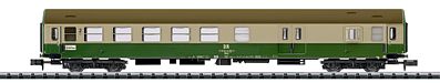 Trix 15965 N Scale Type Y-B/70 2nd Class Coach-Baggage - Ready to Run - Minitrix -- German State Railroad (Era IV; green, cream, beige)