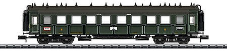 Trix 15970 N Scale Type CCu 3rd Class Coach - Ready to Run - Minitrix -- Royal Bavarian State Railroad K.Bay.Sts.B. (Era I 1908; green, black)