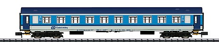 Trix 15989 N Scale Type B 249 2nd Class Coach - Ready to Run - Minitrix -- Czech Railroad CD (Era V 2016-2017; blue, white)