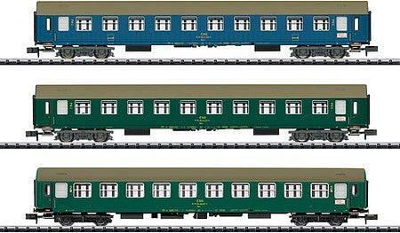 Trix 15997 N Scale 2 Type UIC Y 2nd Class Coach and Slumbercoach Set - Ready to Run - Minitrix -- Czech Railroad CD (Era IV, Baltic-Orient Express Schemes)