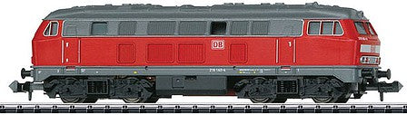 Trix 16161 N Scale Class 216 Diesel -Standard DC - Minitrix -- German Federal Railway (Era V; Traffic Red, gray)