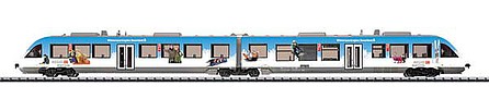 Trix 16482 N Scale Class 648.1 LINT 41/H Railcar w/Sound & DCC/SX - Minitrix -- German Federal Railway (Era VI; white, blue; Ski Graphics)