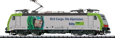 Trix 16871 N Scale Class 486 Electric w/4 Pantographs w/DCC/SX - Minitrix -- BLS Cargo (Era VI; white, green-black; Die Alpinisten/The Alpine People)
