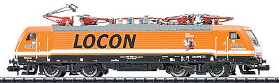 Trix 16891 N Scale Class 189 ES 64 F4 Electric w/4 Pantographs - Standard DC - Minitrix -- Locon AG #91 80 6189 820-4 D-LOCON (Era VI, orange, gray, black)