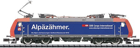 Trix 16903 N Scale Class Re 482 Electric w/DCC - Minitrix -- Swiss Federal Railways SBB (Era VI 2016; blue, Alpazahmer Advertising Scheme)