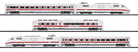 Trix 16941 N Scale Class 401 InterCity Express ICE 1 Train w/Sound & DCC/SX - Minitrix -- German Federal Railway (Era VI 2016; white, red, gray)