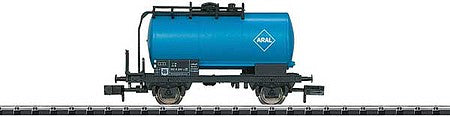 Trix 18081 N Scale 2-Axle Tank Car - Ready to Run - Hobby -- Aral (Era IV-V; blue, black)