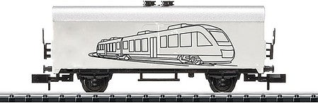 Trix 18086 N Scale Type Tehs Refrigerator Car - Ready to Run - Hobby -- Do-It-Yourself Paintable Car (white, black; Diesel Light Rail Outline Graphic)