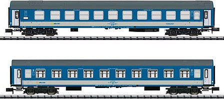 Trix 18252 N Scale Type WLABm Sleeper 2-Pack - Ready to Run - Minitrix -- Russian Federation RZD (EC Venezia, Era V 2009, 2 Schemes)