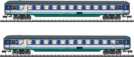 Trix 18254 N Scale Type WLABmee Sleeper, Type Bcm Slumbercoach Set - Ready to Run - Minitrix -- Caile Ferate Romane CFR (EC Venezia, Era V 2009, red, white, gray)