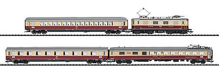 Trix 21238 HO Scale Electric Passenger "Bavaria" TEE Express Set w/Sound (Limited Edition) -- Swiss Federal Railways - Class Re 4/4 Loco, Compartment Car, Open Car, Diner