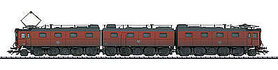 Trix 22276 HO Scale Class Dm3 Electric w/Sound & DCC -- Swedish State Railways SJ #1201, 1231, 1202 (Weathered; Era IV 1970, brown)