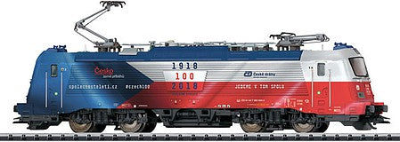 Trix 22454 HO Scale Skoda Type 109 E Class 380 Electric Locomotive with Sound & DCC -- Czech State Railroad CD #380 004-2 (Era VI 2019; Anniversary Blue, red, white)