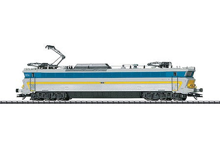 Trix 22575 HO Scale Class 18 Electric Locomotive with Sound & DCC -- Belgian State Railways SNCB/NMBS (gray, turquoise, yellow)