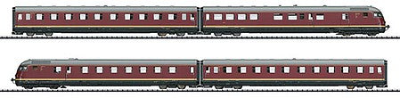 Trix 22602 HO Scale Class VT 08.5 Paris-Ruhr TEE Diesel Rail Car Train-Only Set w/Sound & DCC/SX -- German Federal Railway (Era III 1957, red-gray)