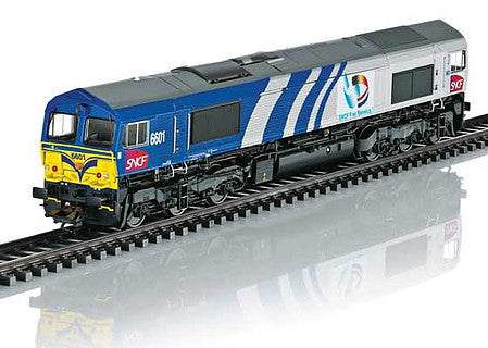 Trix 22696 HO Scale EMD Type JT42CWR Class 66 Diesel Locomotive with Sound & DCC -- French National Railways - Fret Benelux (Era V 2002; blue, gray, yellow, red)
