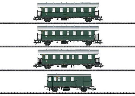 Trix 23456 HO Scale Thunderbox 4-Car Set with Cab Car, Sound & Lights - Exclusiv -- German Federal Railway (Era III Mid-1950s; green, silver)