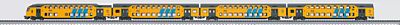 Trix 23459 HO Scale Dutch State Railways NS Bi-Level Car Set - Ready to Run -- 1 Type DDM2/3-Abv, 2 Type DDM2/3-Bv & 1 Type DDM2/3-Bvk Cab Car (Era V, yellow