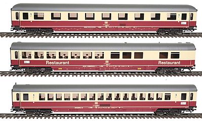 Trix 23480 HO Scale IC Express Train 3-Car Passenger Set -- German Federal Railway (Set #1; Crimson, Ivory)
