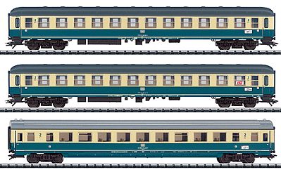 Trix 23481 HO Scale IC Express Train 3-Car Passenger Set -- German Federal Railway (Set #2; Ocean Blue, Ivory)