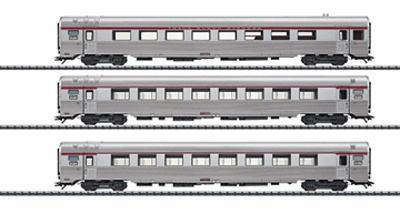 Trix 23484 HO Scale Era IV PBA INOX Passenger Car Set pkg(3) -- French State Railways (Brabant)