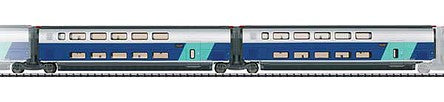 Trix 23487 HO Scale TGV Euroduplex Train 4709 Add-On Car - Ready-to-Run -- French State Railways (Set #1: Era VI; blue, silver, red)