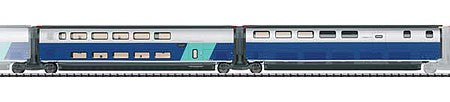 Trix 23488 HO Scale TGV Euroduplex Train 4709 Add-On Car - Ready-to-Run -- French State Railways (Set #2: Era VI; blue, silver, teal)