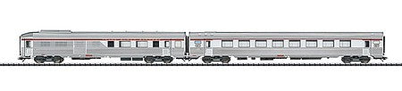 Trix 23493 HO Scale Type A5rtu Diner & A2Dx Generator Car 2-Car Set - Ready to Run -- French National Railways (Era IV 1974; TEE L'Etoile du Nord, silver)