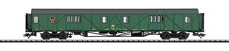 Trix 23496 HO Scale Type MDyge 986 Wood Baggage Car - Ready-to-Run -- German Federal Railway (Era IV 1975; green, gray)