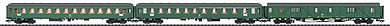 Trix 23499 HO Scale Type MDyge 986, ABm 225 & Bm 234 3-Car Set - Ready to Run -- German Federal Railway (Era IV, green)