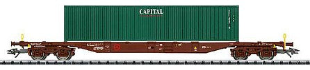 Trix 24132 HO Scale Type Sgnss 539.8 Container Flatcar with 40' Container Load - Ready-to-Run -- Czech State Railroad CD (Era VI 2015; Boxcar Red Flatcar; Capital Container)