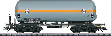 Trix 24212 HO Scale 4-Axle Pressurized Gas Tank Car - Ready to Run -- Eisenbahn-Verkehrsmittel EVA (Era III; gray, orange)