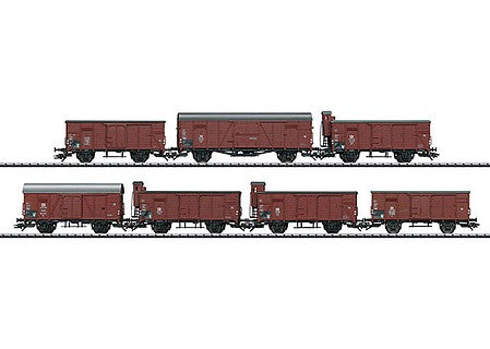 Trix 24540 HO Scale Type G 10 Boxcar pkg(7) - Ready-to-Run - Insidr -- German Federal Railway (Era III Mid 1950s, Boxcar Red)