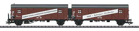 Trix 24718 HO Scale Type Gllmhs 37 2-Unit LCL Boxcar - Ready to Run - Minitrix -- LGB (50th Anniversary Scheme; Boxcar Red, white; 2018 Marklin Museum Car)