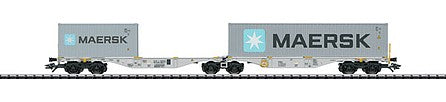 Trix 24801 HO Scale Type Sggrss 80 Container Car with 20' and 40' Containers - Ready to Run -- AAE Cargo (Era VI 2018; Gray Car, Maersk Containers)
