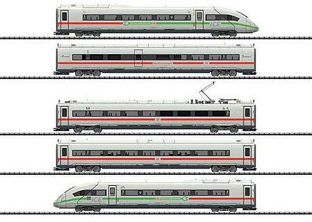 Trix 25976 HO Scale ICE 4 Class 412-812 5-Car Train-Only Set with Sound & DCC -- German Federal Railway (Era VI 2019; white, red; Green Stripe)