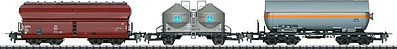 Trix 31152 HO Scale Era III 3-Car Freight Set - 3-Rail - VGT Gas Tank, Kds Silo & KKt Dump Car -- German Federal Railway (Era IV)