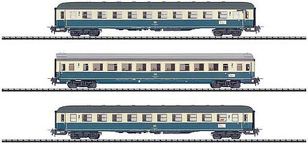 Trix 31165 HO Scale IC 690 Hohenstaufen 2 Type Bm 235 & 1 Type Bpmz 3-Car Set #2 - Ready to Run -- German Federal Railway (Era IV; blue, iovry, black)