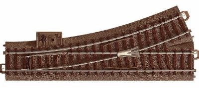 Trix 62611 HO Scale C-Track - Left Turnout - 24.3 Degrees -- 7-13/32" 188.3mm